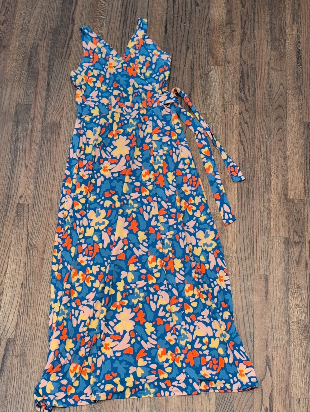 41 Hawthorn Blue Floral Print Dress with Pastel Blooms